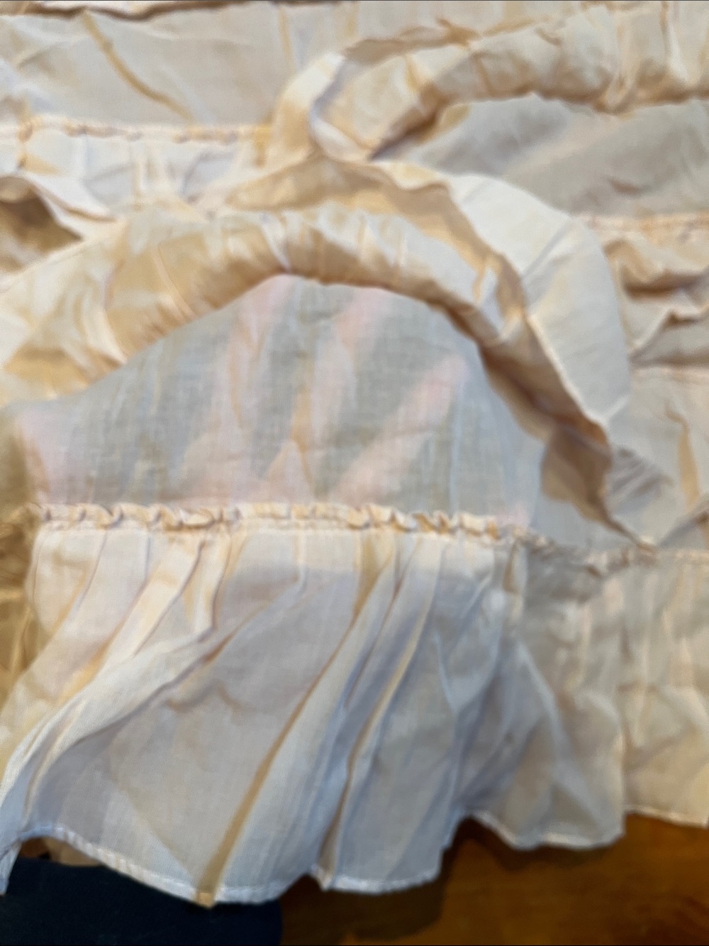 ANTHROPOLOGIE 84" x 52" Peachy Pink Ruffled Tiers Curtain Panel - Picture 7 of 7
